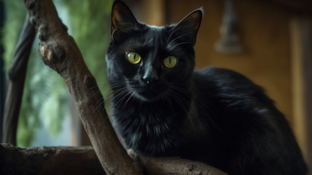 Bombay cat with green eyes