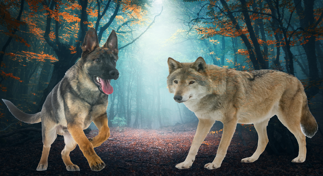 German Shepherds vs Wolf comparison